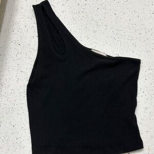Black One-Shoulder Women's Top